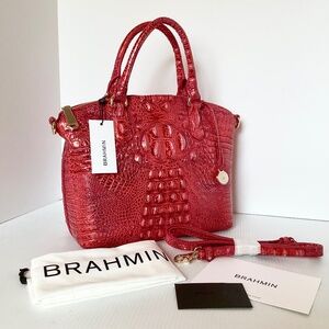 Brahmin Duxbury Red Dragon Croc Embossed Leather Satchel Melbourne NWT $295